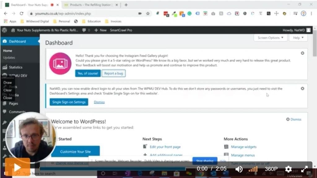 Photo showing a video snippet explaining how to add a PDF to a Wordpress Website