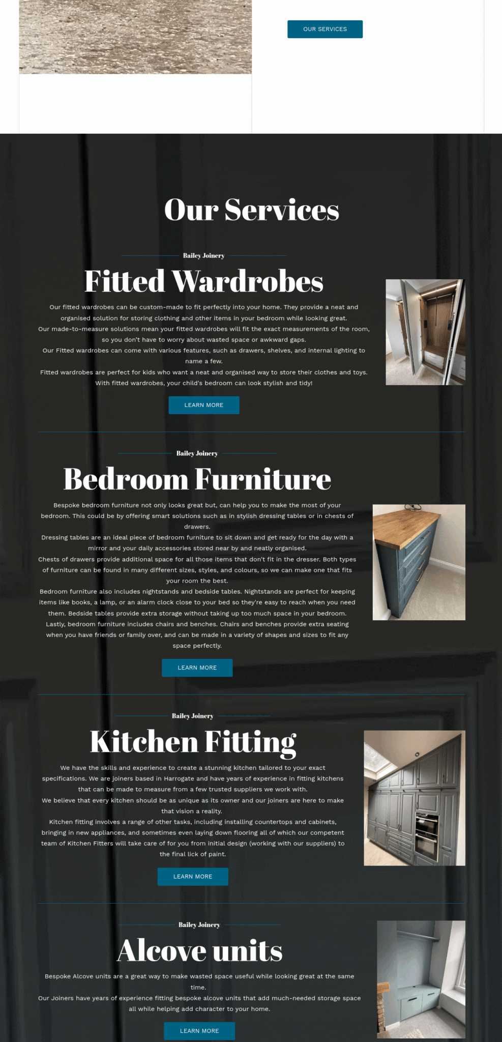 Screen Shot of Bailey Joinery Website 2