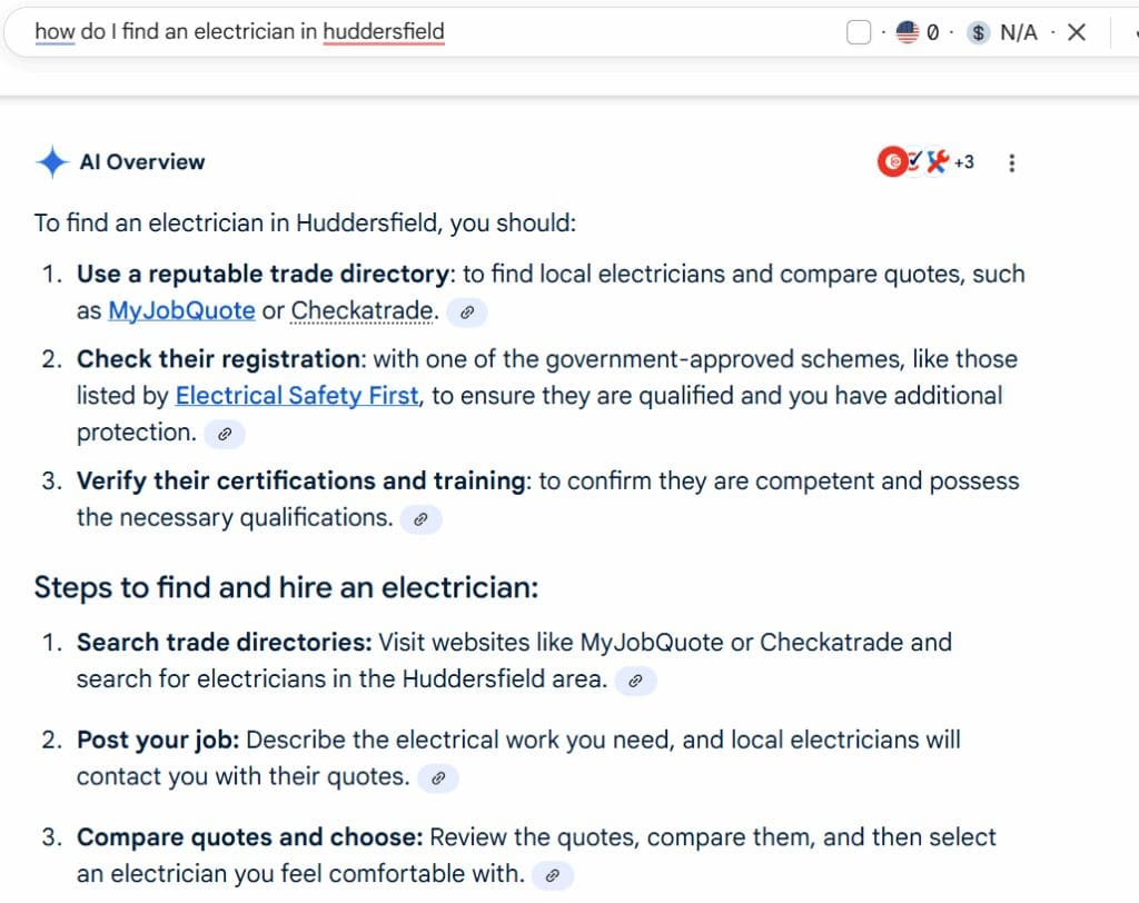 The AI overview results